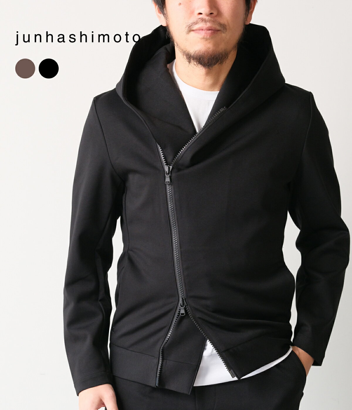 乐天商城 - 【30%OFFセール｜期間限定】【junhashimoto｜ジュンハシモト】ラップフーディッドライダース WRAP HOODED RIDERS カーキ ブラック 快適 スタイリッシュ 伸長回復性 30代 40代 メンズ 上品 ストレッチポンチ素材 ミニマルデザイン【1102610031】