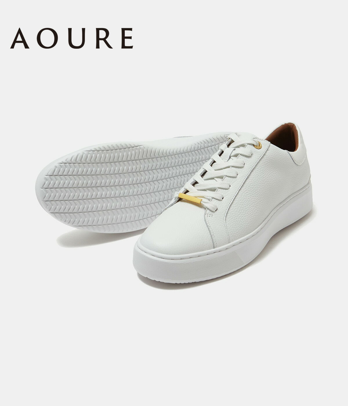【AOURE｜アウール】DEVICE1 プレーン　スニーカー　デバイスワン 靴　メンズ　ホワイト　白　きれいめ　25.5　26.5　27.5　28.5cm　厚底ソール 軽量　高反発クッション【AMGS249530】