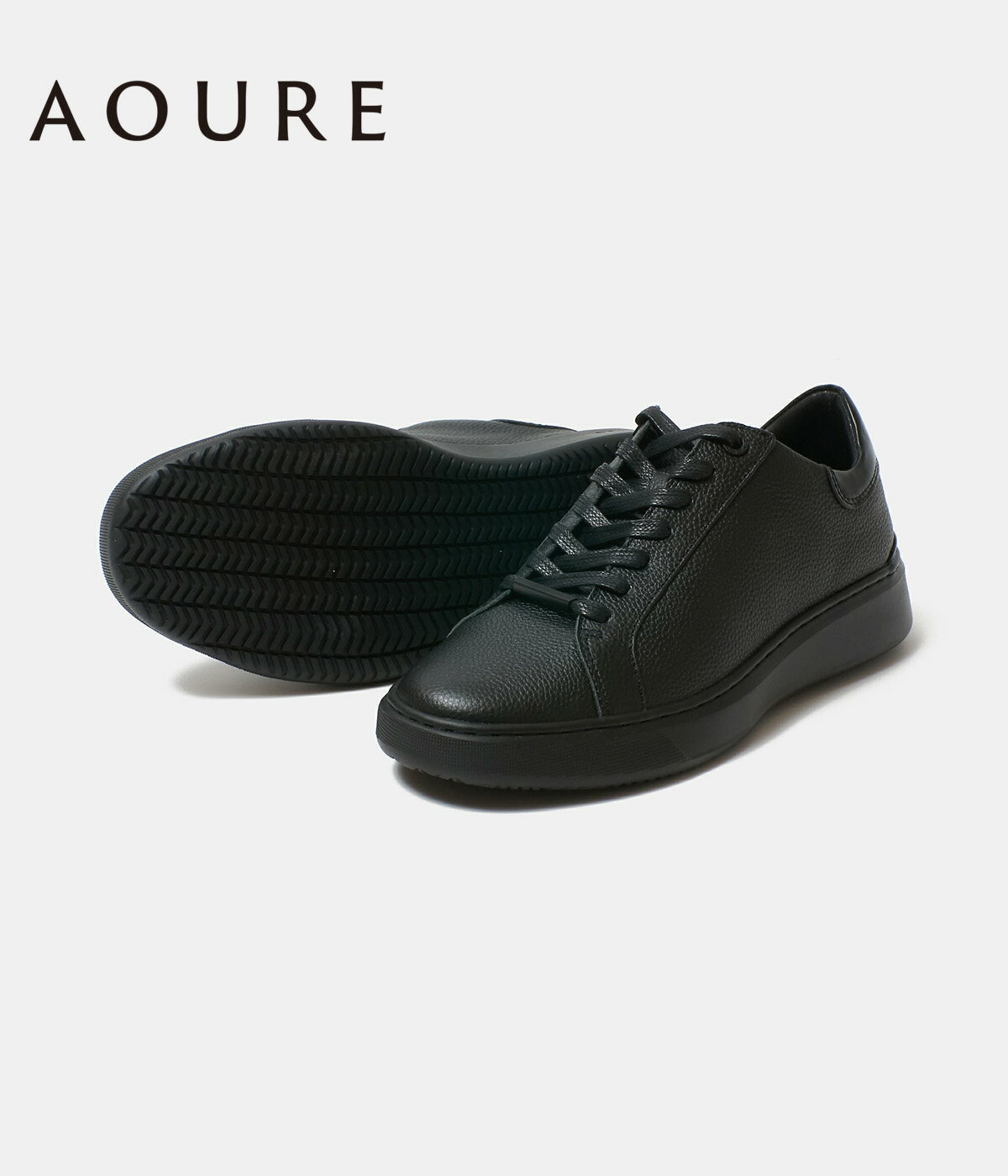 【AOURE｜アウール】DEVICE1 NERO　デバイスワン　ブラック　黒　スニーカー　シューズ　靴　メンズ　25.5cm　26.5cm　27.5cm　28.5cm　レザー　本革　牛革　厚底ソール【AMGS259501】