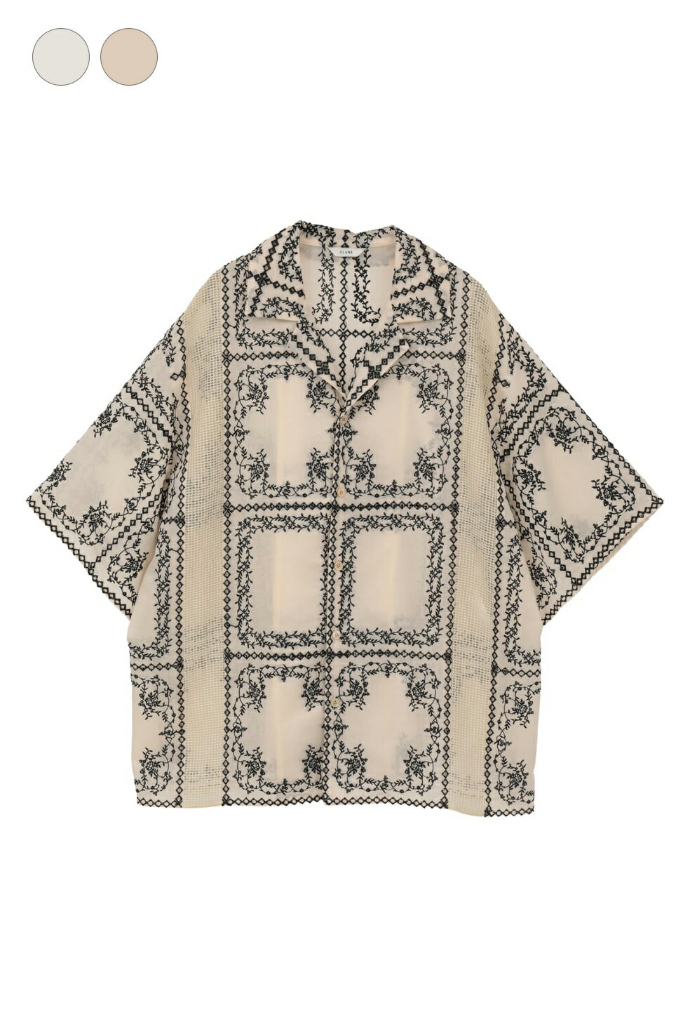 乐天商城 - 【CLANE｜クラネ】エンブロイダリーレースボックスシャツ EMBROIDERY LACE BOX SHIRTS ミックス ホワイト 再生繊維 抜け感 刺繍 上品 透け感 レディース 春 夏 秋【10122-4263】
