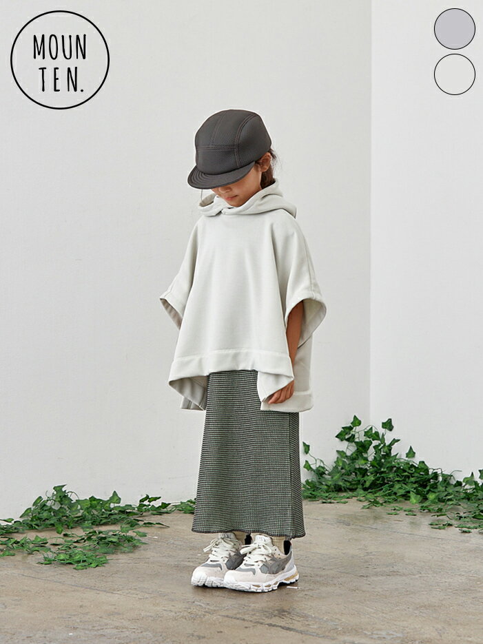【期間限定セール｜20%OFF】【MOUN TEN.｜マウンテン】dry terry poncho hoodie　ポンチョフーディー　スエットパーカー風　羽織り　コットン　ポリエステル　UVカット　速乾性　軽量　ヘザーグレー　アイボリー　子供服　キッズウェア　春夏【23S-MT77-1307a】