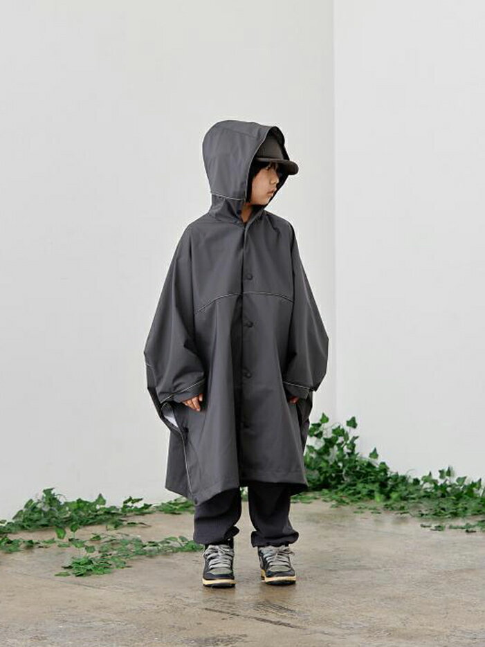 乐天商城 - 【MOUN TEN.｜マウンテン】rain poncho　レインポンチョ　チャコール　ビッグシルエット　子供服　キッズウェア　おしゃれ　シンプル　防水　春夏【23S-MC24-1345a】