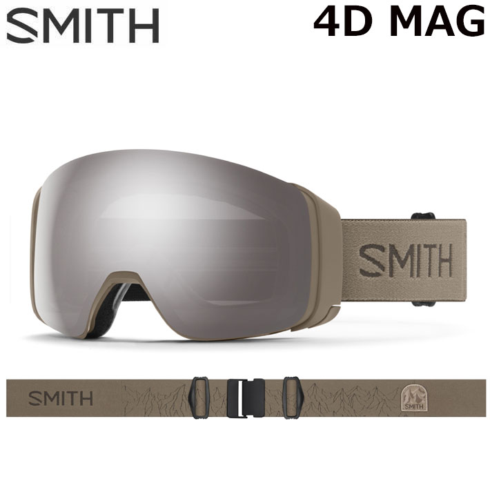 メーカー希望小売価格はメーカーカタログに基づいて掲載していますSMITH スミス ゴーグル日本正規販売店 4D MAG Bandit レンズカラー：CP Sun Platinum Mirror / CP Storm Blue Sensor Mirror バードアイビジョンが今まで見えなかった視界を手に入れ、世界最高の視界を支えるクロマポップレンズが、クリアで広い視界を確保する。 フォグフリービジョンを可能にするAirEvac機能でヘルメットとの究極なインテグレーションを生む。 SMITH MAGレンズチェンジシステムを搭載した独自のセキュリティー構造によって安全かつ簡単にレンズを着脱できるため、天候やコンディションの変化に応じて瞬時にレンズを交換できる。 クロマポップレンズ2枚標準装備。環境を考慮したサスティナブルパッケージ。レンズカバーが付属する。 FEATURES MAG Series Technology VISION+FIT ■バードアイビジョン ■晴天用と曇天用の2枚のクロマポップレンズ標準装備 ■サーマルフォジット・ガスケットを採用 アウター＆インナーレンズをエンデュラロック・グルーで圧着 ■TLTレンズテクノロジー（歪みのないクリアな視界） ■金型成形のポリカーボネイト素材の、カーボニックX レンズ採用 ■5X アンチフォグ・インナーレンズ（水蒸気をインナーレンズ内部にとじ込め曇りの原因を抑える。通常のSMITHフォグX・インナーレンズの5倍の曇り防止機能がある） ■MAGレンズチェンジシステム (CHANGE IS EASY) ■3レイヤー DriWix フェースフォーム ■ヘルメットとの最高なインテグレーション SIZE ■4D MAG ミディアムフィット AND MORE ■ウルトラワイド・ストラップ （ズレ防止の裏側シリコン加工） ■クイック・バックルシステム （素早い脱着が可能なクリップバックル採用） ■マイクロファイバー素材ゴーグルバック (スペアレンズ用スリーブ付き) 付属 ■ハードケース付属 ■Low Bridge Fif(ASIAフィット) ■レンズカバー付属 1年間保証あり ※メーカーの画像を使用しております。仕様変更により商品の見た目やカラー等が変わる場合がございます。あらかじめご了承ください。 【納期】9〜10月以降入荷予定※生産の遅れにより納期が変更となる場合がございます。