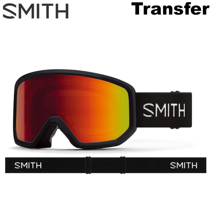 メーカー希望小売価格はメーカーカタログに基づいて掲載していますSMITH スミス ゴーグル日本正規販売店 Transfer Black レンズカラー：Red Sol-X Mirror エントリーモデルであっても一切の妥協を許さないSMITHが実現させた最強のエントリーモデル。 この価格帯で世界的プロスキーヤーのMatej Svancerのアスリートモデルをラインナップ。 Fog-Xトリートメントが施されたインナーレンズとエアフローベンチレーションにより曇りとの決別をする。 SMITHヘルメットとの相性も良く、いかなるシチュエーションでもあなたの視界をストレスなく快適に保つ。 FEATURES Cylindrical Series Technology VISION+FIT ■金型成形のポリカーボネイト素材の、平面カーボニックXレンズ採用 ■レンズの見え方のゆがみを矯正する、偏心加工をアウターレンズに採用 ■曇りの原因となる水分をインナーレンズ内部に閉じ込めるFog-Xトリートメント加工 ■肌触りがいい2層のドライウィックス・フェース・フォーム採用 ■Low Bridge Fif(ASIAフィット) SIZE ■Transfer ミディアムフィット AND MORE ■ウルトラワイド・ストラップ （ズレ防止の裏側シリコン加工） ■レスポンシブ・フィット・フレームデザイン ■マイクロファイバー素材ゴーグルバック付属 ■メガネ対応 OTG 1年間保証あり ※メーカーの画像を使用しております。仕様変更により商品の見た目やカラー等が変わる場合がございます。あらかじめご了承ください。