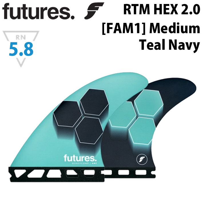 メーカー希望小売価格はメーカーカタログに基づいて掲載していますfutures fin 【フューチャーフィン】 日本正規販売店 RTM HEX 2.0 FAM1 Teal Navy アル・メリックによりデザインされたテンプレート。長きに渡り世界中のライダーに支持されたベストセラーフィン。 軽さを追求する為にRTM HEX（超軽量ハニカムコアマット）とTRUSS BASE のコンビネーションを採用。　 テールエリアを劇的に軽くします。 NEWカラーで登場！ モデル：RTM HEX 2.0 FAM1 カラー：TEAL/NAVY サイズ：FRONT：（HEIGHT：114mm　　BASE：114mm　　AREA：9574mm2　） 　　　　CENTER：（HEIGHT：109mm　　BASE：109mm　　AREA：8613mm2　）