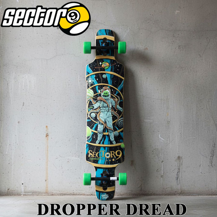 メーカー希望小売価格はメーカーカタログに基づいて掲載していますSECTOR9 セクターナイン サーフスケート 日本正規販売店 創業：1993年 創業者：スティーブ・レイクを中心とした4人の仲間たち アメリカのカルフォルニア州で生まれ、現在ではサンディエゴに拠点を構える サーファーによって、サーファーの為につくられたスケートボードブランド 現在世界57か国で愛されています DROPPER DREAD 【FREERIDE RIDING STYLE】 FREERIDEは、スライディング、フラットグラウンドトリック、ローからミディアムスピードのカービングに最適です。 ストリートにホイールの痕跡をたくさん残したいなら、フリーライドシリーズのボードをオススメします。 DIMENSIONS - Length: 41.0” - Width: 9.75” - Wheelbase: 29.0” TRUCK - Reverse Kingpin COMPONENTS 10.0” Gullwing Charger Trucks - 70mm 78a Nineballs FEATURES Opaque 2 Color Swirl Nineballs - Printed Grip - All Black Tracks - Artwork by Pedoro Correa ご注意ください！ ※海外生産品の為、デッキ及びウイールに多少の傷や汚れ、塗装の剥がれ、塗装のよれ、気泡等がある場合が御座いますが、ご使用には問題無い為、メーカー検品済で良品扱いです。初期不良には該当致しません。 ※入荷時期によりウィールのカラーが異なる場合があります。 ※メーカー画像仕様の為、モニター環境等により多少色味の違いがある場合が御座います。予めご了承ください。 ※イメージとしてAI生成画像を使用しております。ご注意ください。