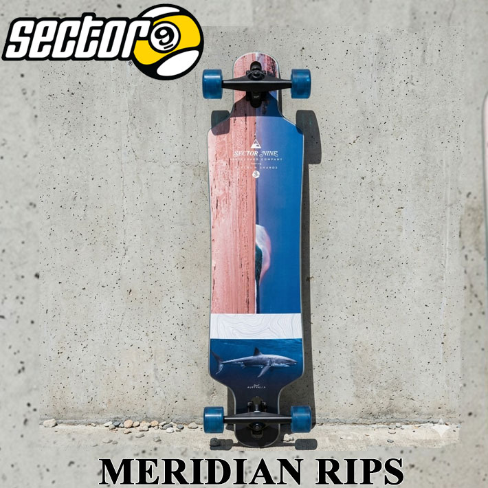 メーカー希望小売価格はメーカーカタログに基づいて掲載していますSECTOR9 セクターナイン サーフスケート 日本正規販売店 創業：1993年 創業者：スティーブ・レイクを中心とした4人の仲間たち アメリカのカルフォルニア州で生まれ、現在ではサンディエゴに拠点を構える サーファーによって、サーファーの為につくられたスケートボードブランド 現在世界57か国で愛されています MERIDIAN RIPS 【FREERIDE RIDING STYLE】 FREERIDEは、スライディング、フラットグラウンドトリック、ローからミディアムスピードのカービングに最適です。 ストリートにホイールの痕跡をたくさん残したいなら、フリーライドシリーズのボードをオススメします。 DIMENSIONS - Length: 40.0” - Width: 9.75” - Wheelbase: 30.5” TRUCK - Reverse Kingpin COMPONENTS - 10.0” Gullwing Charger Trucks - 70mm 78a Nineballs FEATURES - 8 Ply Maple - Matte Bottom Transfer - Printed Split Grip - All Black Tracks - Photography by Hayden Richerds ご注意ください！ ※海外生産品の為、デッキ及びウイールに多少の傷や汚れ、塗装の剥がれ、塗装のよれ、気泡等がある場合が御座いますが、ご使用には問題無い為、メーカー検品済で良品扱いです。初期不良には該当致しません。 ※入荷時期によりウィールのカラーが異なる場合があります。 ※メーカー画像仕様の為、モニター環境等により多少色味の違いがある場合が御座います。予めご了承ください。 ※イメージとしてAI生成画像を使用しております。ご注意ください。