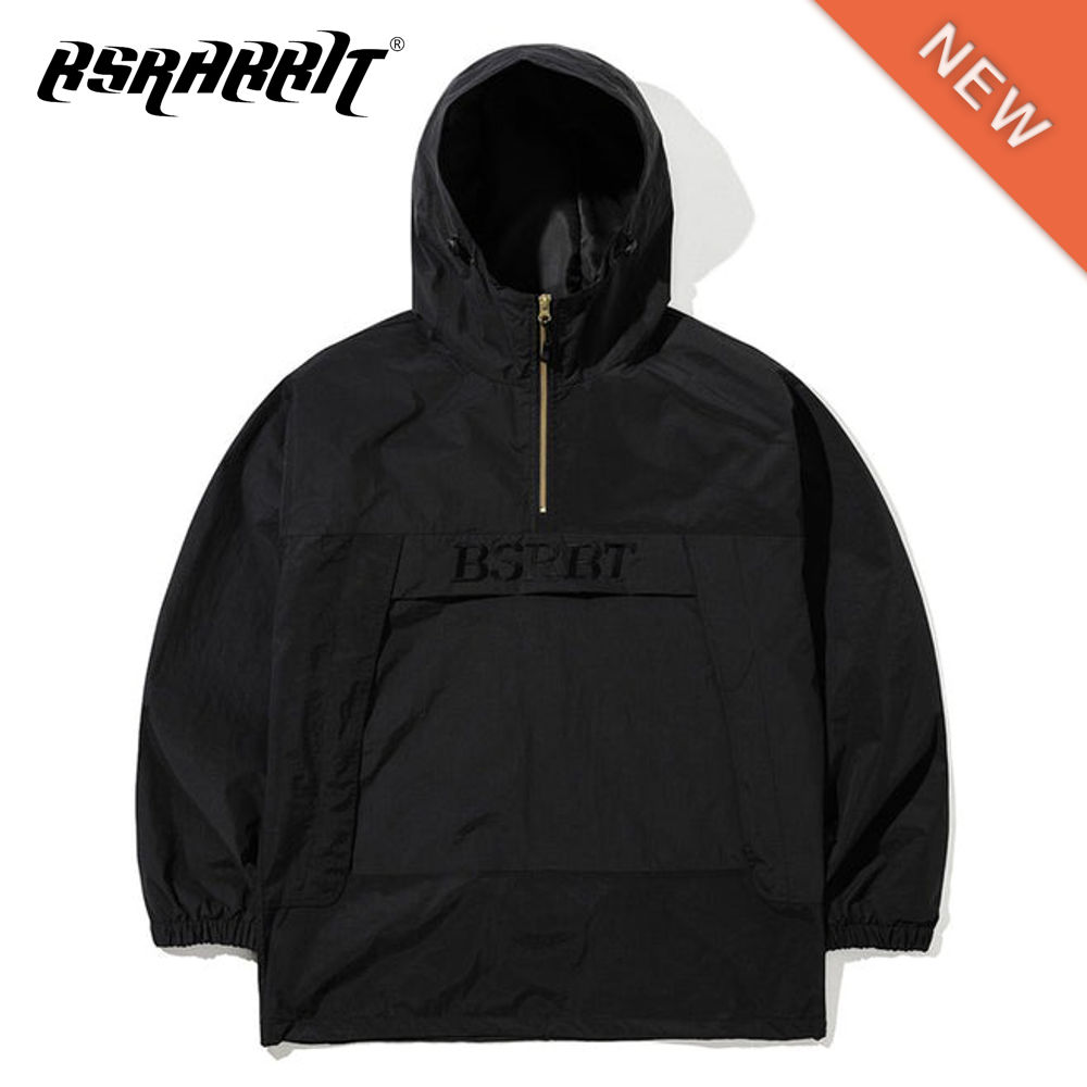 BSRABBIT BSRBT HOODED ANORAK JACKET ラン フーディー アノアーク ジャケット男女共用 ゆったりサイズ スノーボード ウェア 防水 通気性 スキー ウィンタースポーツ 登山 ブラック 送料無料