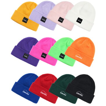 DIMITO LOGO KNIT BEANIE ロゴ ニット 男女共用 スノーボード ビーニー ウェア 帽子 ニット 通気性 スキー ウィンタースポーツ 登山 12色 ブラック アイリス イエロー ホワイト ピンク パープル グリーン レッド オレンジ あす楽対応 送料無料