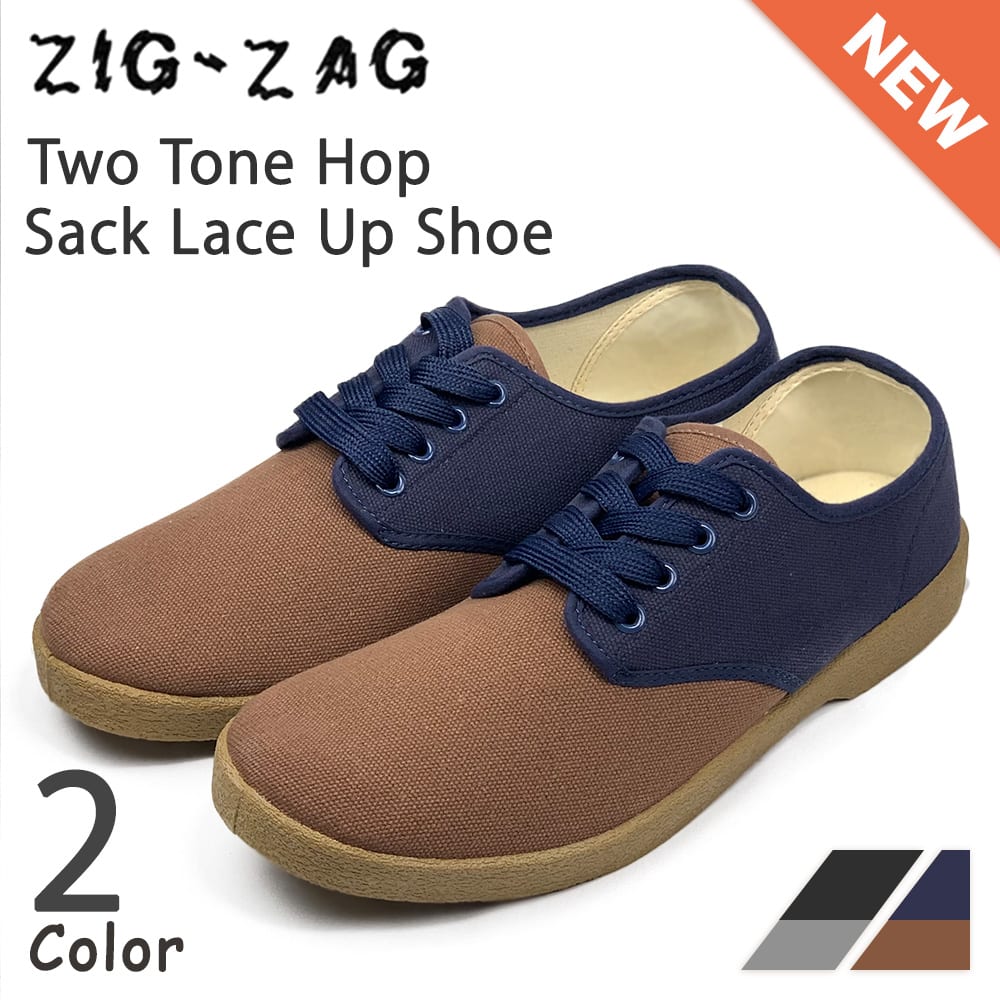 ZIG-ZAG Two Tone Hop Sack Lace Up Shoe ジグザグシューズ 7251 カラー ブラックブラック ブラウンネイビー スニー…