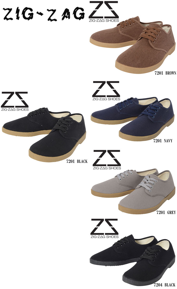 ZIG-ZAG shoes ジグザグシューズ ※7201 シリーズ※カラー:ブラック ブラウン 流行の予感アメリカ流行のキャンバスシューズ※再入荷しました。セール中ポイント5倍