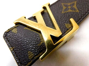 ヴィトン ベルト ■ M9608 サンチュール・イニシアル 90/36 LV ゴールド バックル モノグラム メンズ Louis Vuitton □2E