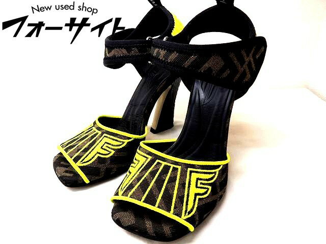 2019年モデル フェンディ サンダル レディース ■ サイズ35 フェンディ ローマ アモール 8X6916 A83Q F17JL ズッカ柄 イエロー FENDI□ 3E