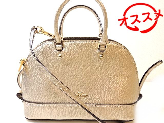 美品 コーチ ミニ ショルダーバッグ ポシェット ■ F56131 メタリック レザー レディース 2WAY COACH □3I
