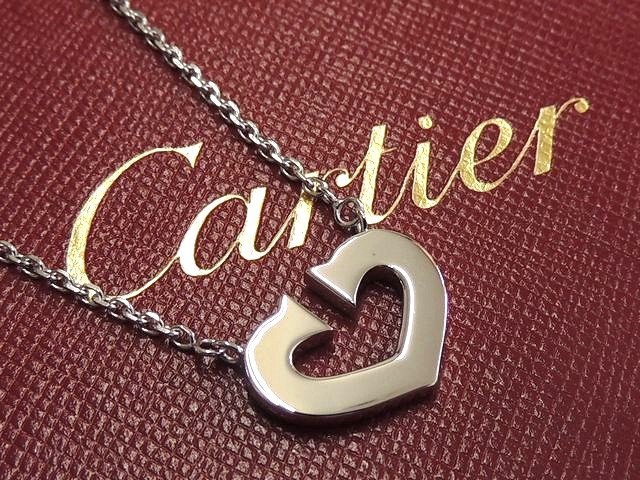 カルティエ 新品同様 カルティエ ネックレス ■ K18 WG ホワイトゴールド Cハート レディース 750 Cartier □4H4I