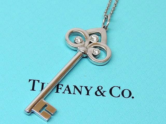 新品同様 ティファニー ネックレス ■ K18 WG ホワイトゴールド 3P ダイヤ フルールドリス キー トップ レディース Tiffany&Co □5D