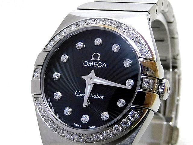 新品同様品 オメガ OMEGA ■ コンステレーション ブラッシュ クォーツ 123.15.24.60.51.001 ブラック文字盤 レディース ダイヤ□5I5J