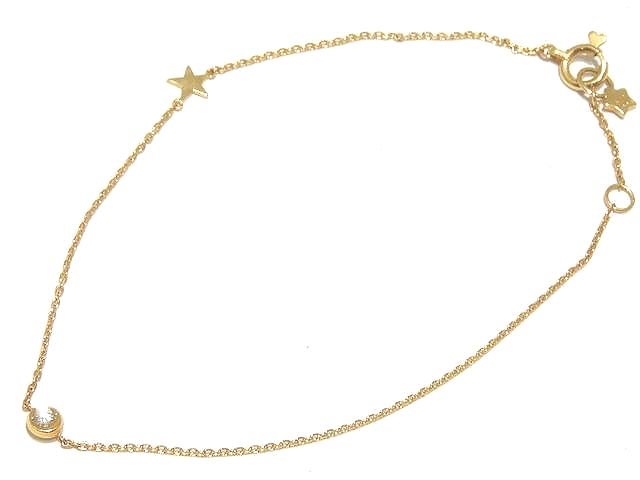 STARJEWELRY ブレスレット（レディース） 美品 スタージュエリー K18 YG × D0.03ct ブレスレット ☆ ムーンセッティング スター ▼ ダイヤモンド STAR JEWELRY MOON SETTING 5L