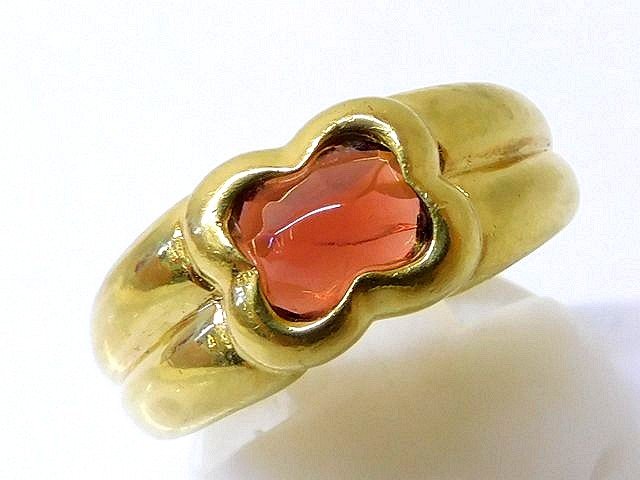 K18 YG イエローゴールド リング ■ 11号 レッドストーン 6.6g 指輪 レディース □4C5L 大感謝祭 クリスマス プレゼント