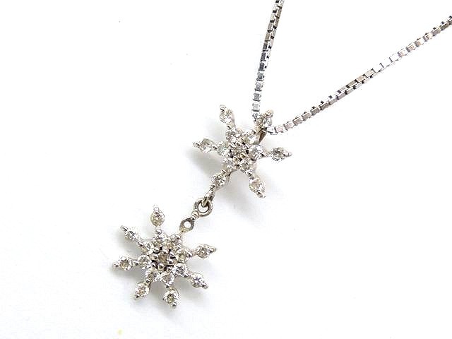 Heart - K18 WG ホワイトゴールド ネックレス ■ ダイヤ 0.25ct アジャスター付き □2B5L