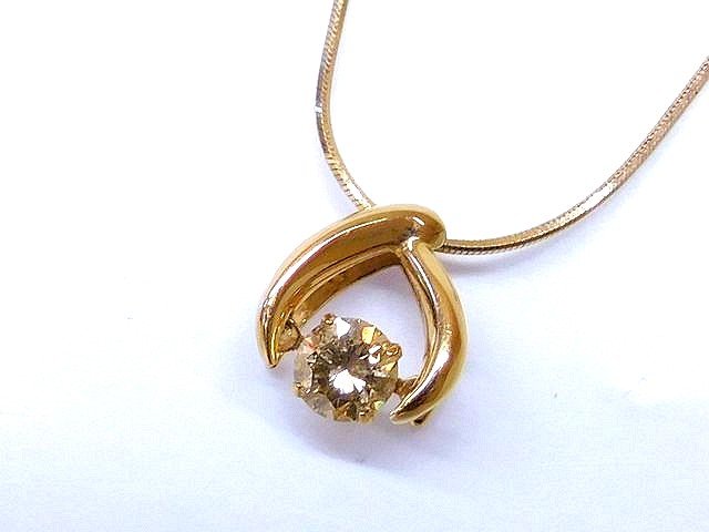 K18 ピンクゴールド ネックレス ■ ダイヤ 0.30ct ダンシングストーン 3.4g レディース アジャスター付き □5F5L