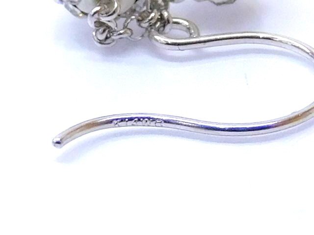 K14 WG ホワイトゴールド ピアス ■ ボール型 ラインストーン 0.7g ジュエリー アクセサリー レディース □5F5L