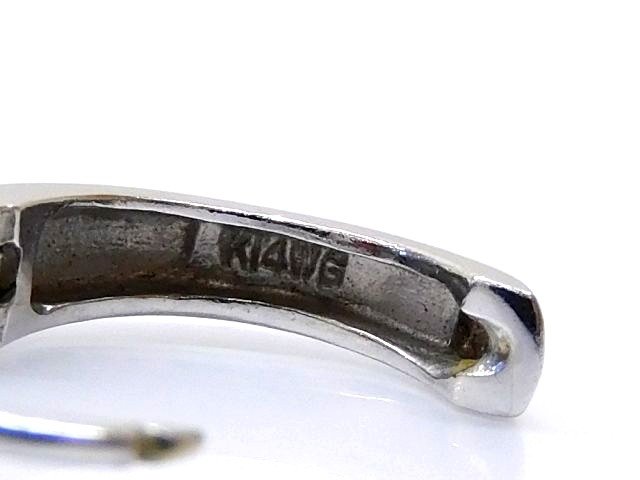 K14 WG ホワイトゴールド フープ ピアス ☆ ガーネット レディース アクセサリー □6C マ1000