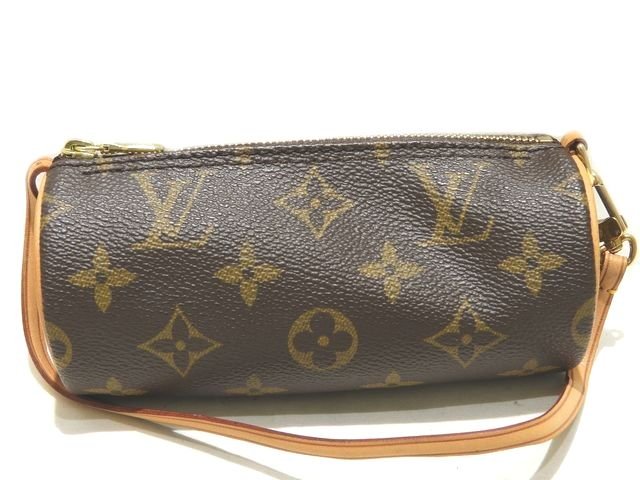 ルイヴィトン バッグ モノグラム（レディース） LOUIS VUITTON ヴィトン パピヨンの付属品 ポーチ モノグラム ☆ レディース ミニ 筒形 子パピ ブラウン ハンドバッグ ▼ ヨト000 / 6C