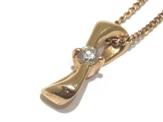 樂天商城 - 美品 4℃ K18 PG レディース ネックレス プチダイヤ付き ☆ ペンダント ピンクゴールド ジュエリー ダイヤモンド ▼ ヨフト00/6E