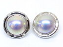 K14WG マベパール 14.5mm ■ 合計10.6g ホワイトゴールド ダイヤ0.04ct×2(合計0.08ct)イヤリング レディース □6F マニ100