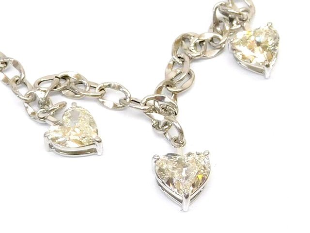 樂天商城 - 新品同様品 ダイヤ 0.754ct 0.770ct 0.818ct カラーH～J クラリティVS1 ■ K18WG ホワイトゴールド Pt900 ハート ブレスレット □6J6K