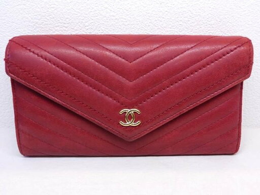 シャネル 財布 ■ 24番台 Vステッチ シェブロン A84348 長財布 レザー レッド 赤 ゴールド金具 ウォレット □ CHANEL 6L シャネル 財布 ■ 24番台 Vステッチ シェブロン A84348 長財布 レザー レッド 赤 ゴールド金具 ウォレット □ CHANEL 6L