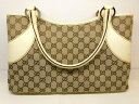グッチ ハンドバッグ ■ 113015 GG柄 キャンバス×レザー ベージュ×アイボリー系 鞄 レディース □ GUCCI 7A