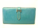 エルメス ベアン スフレ 財布 ■ ブルージーン × シルバー金具 □にK刻印 長財布 HERMES □6K7A