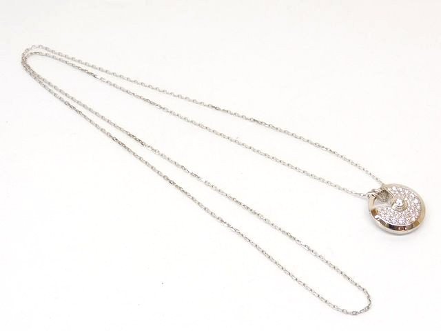 美品 カルティエ アミュレット スモール ネックレス ☆ ダイヤモンド K18 ホワイト...
