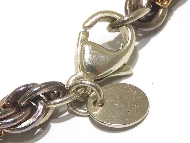 美品 TIFFANY ティファニー ツイストチェーン ブレスレット ☆ シルバー925 × 750 K18YG レディース ヴィンテージ 約14g ▼7E