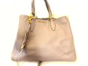 ミュウミュウ 2WAY ショルダーバッグ ■ グレージュ系 ゴールド金具 トートバッグ レディース miumiu □7E