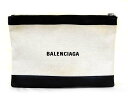 バレンシアガ BALENCIAGA クラッチバッグ ■ 373834 ネイビークリップM キャンバス×レザー アイボリー セカンドバッグ メンズ □7E(4)