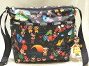 美品 LESPORTSAC × Disney It's a Small World ショルダーバッグ ◇ ブラック 総柄 レスポートサック イッツ ア スモール...
