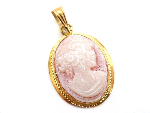 K18 カメオ ■ 約1.0g イエローゴールド ペンダント トップ チャーム レディース 750刻印 □7I
