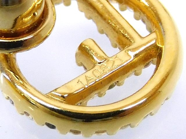 美品 FENDI フェンディ ☆ エフイズ ピアス ゴールドカラー/ラインストーン ロゴサークル レディース □7J