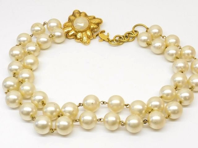 Cubic Zirconia - シャネル CHANEL ■ ヴィンテージ フェイクパール ネックレス チョーカー アンティーク レディース □7J