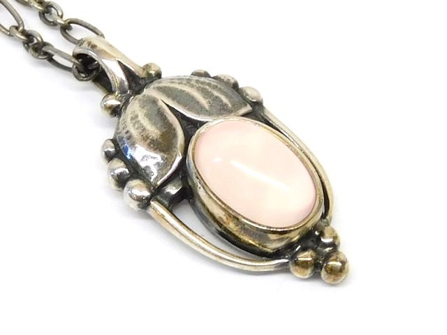 Georg Jensen ジョージジェンセン ■ 2003 ネックレス ローズクォーツ イヤーペンダント SV925 シルバー レディース □7J(4)