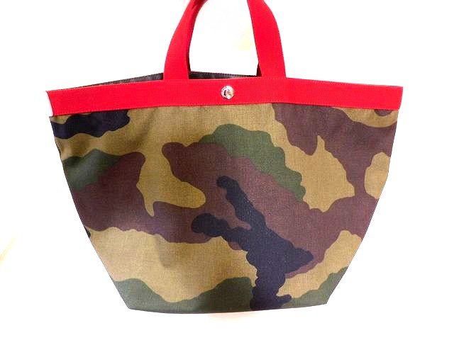美品 エルベシャプリエ 725WD 舟形 トートバッグ ■ Lサイズ カモフラージュ パプリカ ドラジェタグ レ..
