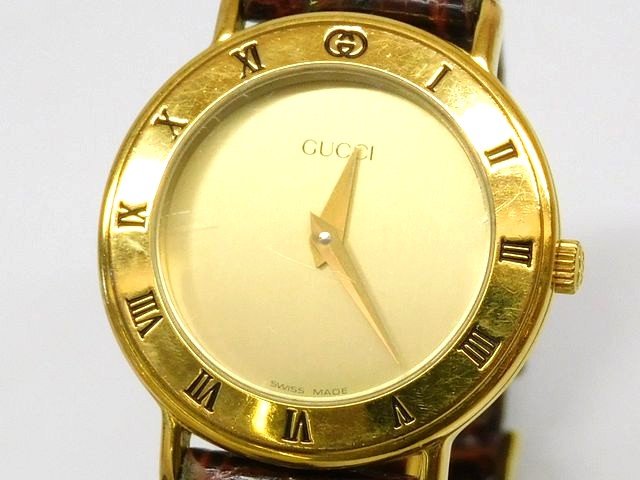 グッチ 3000.2.L ■ アンティーク レディース時計 ウォッチ 革ベルト ゴールドカラー GUCCI□5L7J(2)