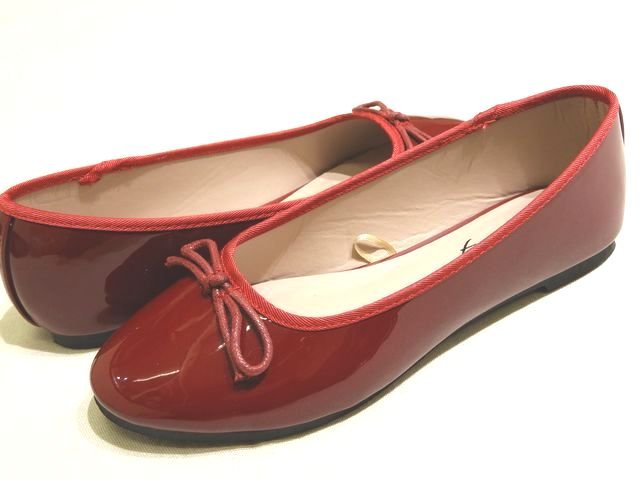 美品 todos トドス レディース フラットシューズ ◆ サイズS レッド系 エナメル シューズ リボンデザイン 靴 パンプス バレエシューズ ▼7J
