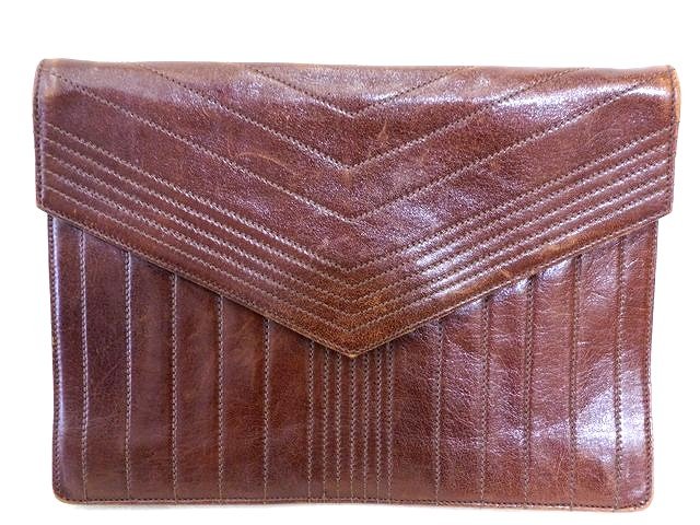イヴサンローラン クラッチバッグ ■ メンズ レディース レザー ブラウン系 ヴィンテージ オールド YVES SAINT LAURENT□ 7K