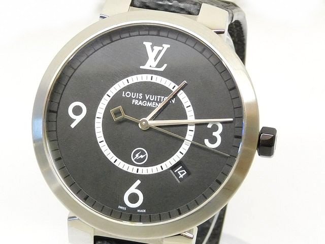 ブラックフライデー ルイヴィトン ■ Q1DM1 タンブール 腕時計 メンズ スリム フラグメントデザイン ウォッチ クォーツ LOUIS VUITTON□7K マニ1000