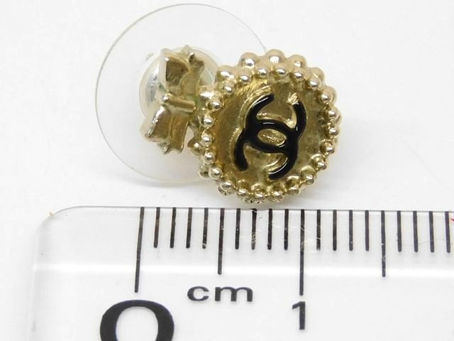 美品 シャネル B15V ピアス ■ ココマーク ゴールドカラー リボン レディース CHANEL□7L エ1000