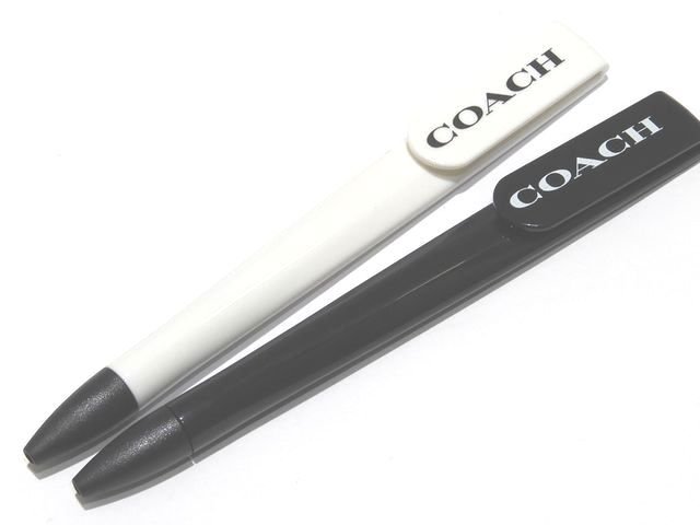 ※送料無料 新品同様品 コーチ ボールペン ◇ ブラック＆ホワイト 筆記用具 COACH ペン 黒 白 ロゴ 非売品 ▼7L